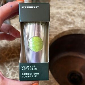 Starbucks keychain 2025 Lime Green Purple Pleated Cold Cup Green Apple NIB